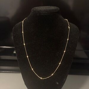 Delicate Gold Tone Bead Station Necklace - Women Jewelry